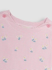JoJo Maman Bébé Pink Daisy Embroidered T-Shirt - Image 2 of 3