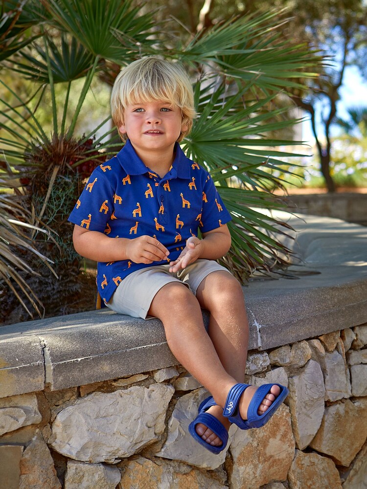 JoJo Maman Bébé Navy Blue Giraffe Printed Polo Shirt - Image 1 of 4