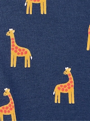 JoJo Maman Bébé Navy Blue Giraffe Printed Polo Shirt - Image 4 of 4