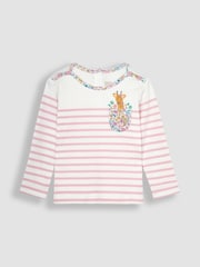 JoJo Maman Bébé Pink Giraffe Pocket Breton Top - Image 1 of 3