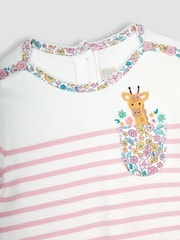 JoJo Maman Bébé Pink Giraffe Pocket Breton Top - Image 2 of 3
