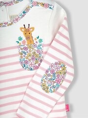 JoJo Maman Bébé Pink Giraffe Pocket Breton Top - Image 3 of 3
