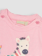 JoJo Maman Bébé Rose Pink Zebra Appliqué T-Shirt - Image 2 of 4