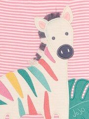 JoJo Maman Bébé Rose Pink Zebra Appliqué T-Shirt - Image 4 of 4