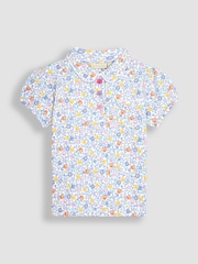 JoJo Maman Bébé Lilac Lemon Ditsy Floral Pretty Polo Shirt - Image 1 of 3