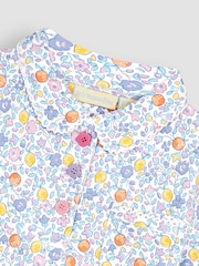 JoJo Maman Bébé Lilac Lemon Ditsy Floral Pretty Polo Shirt - Image 2 of 3