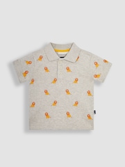 JoJo Maman Bébé Natural Lion Short Sleeve Embroidered Polo Shirt - Image 1 of 3