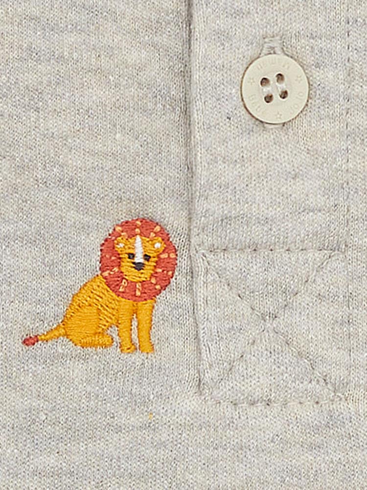 JoJo Maman Bébé Natural Lion Short Sleeve Embroidered Polo Shirt - Image 3 of 3