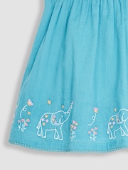 JoJo Maman Bébé Duck Egg Blue Animals Embroidered Baby Dress - Image 5 of 5
