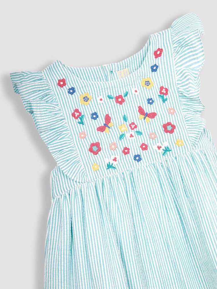 JoJo Maman Bébé Duck Egg Blue Butterfly Appliqué Pretty Summer Dress - Image 2 of 3
