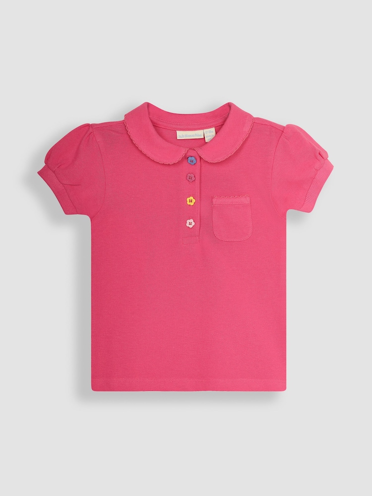 JoJo Maman Bébé Fuchsia Pink Pretty Polo Shirt - Image 1 of 3