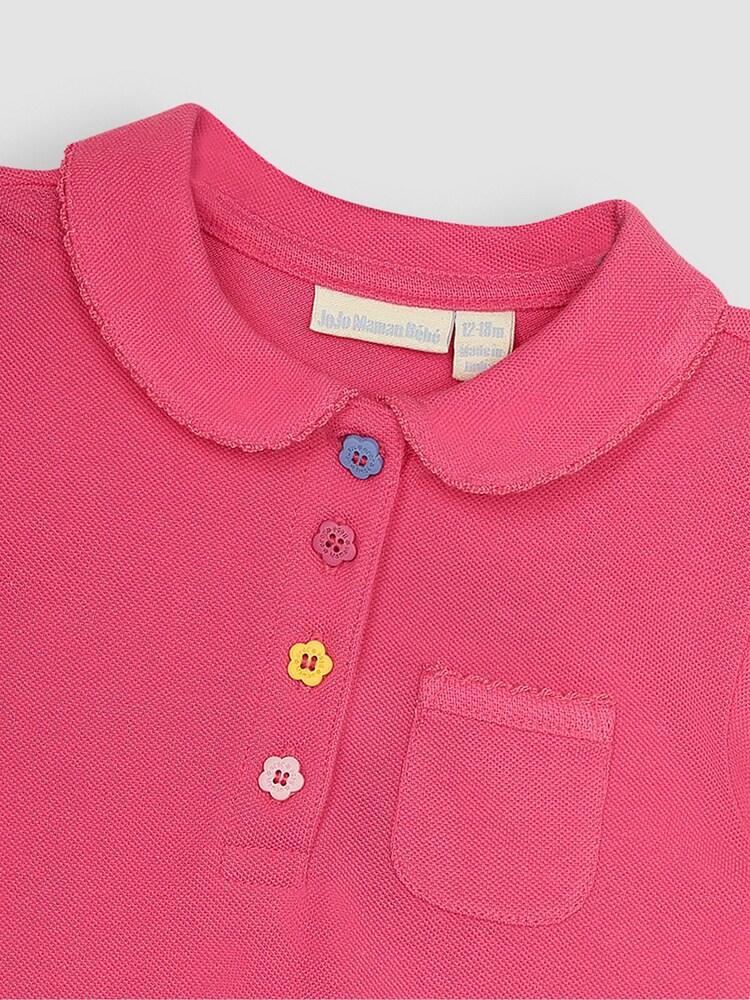 JoJo Maman Bébé Fuchsia Pink Pretty Polo Shirt - Image 2 of 3