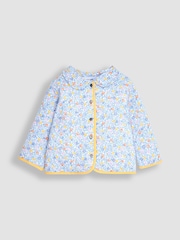 JoJo Maman Bébé Lilac Orange & Lemon Ditsy Floral Quilted Jacket - Image 3 of 6