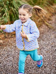 JoJo Maman Bébé Lilac Orange & Lemon Ditsy Floral Quilted Jacket - Image 5 of 6