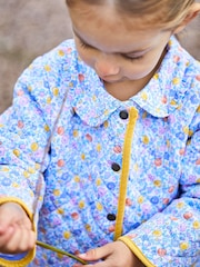 JoJo Maman Bébé Lilac Orange & Lemon Ditsy Floral Quilted Jacket - Image 6 of 6