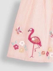 JoJo Maman Bébé Orange Flamingo Appliqué Pretty Summer Dress - Image 3 of 3