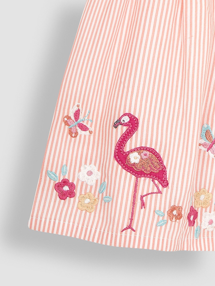 JoJo Maman Bébé Orange Flamingo Appliqué Pretty Summer Dress - Image 3 of 3