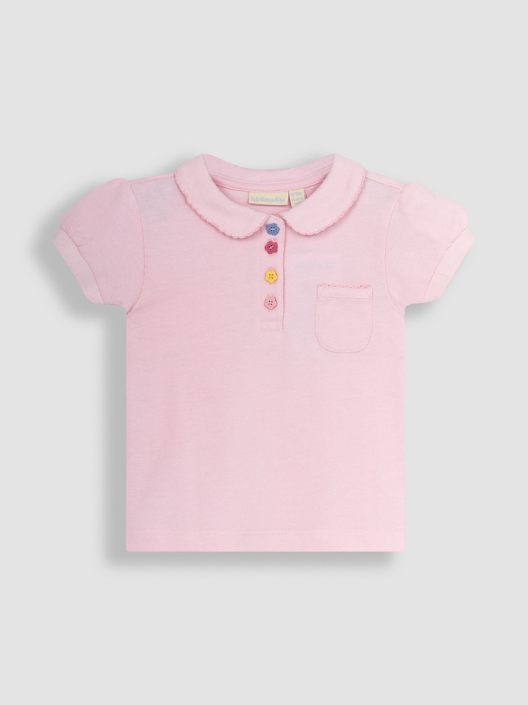 JoJo Maman Bébé Pink Pretty Polo Shirt - Image 1 of 3
