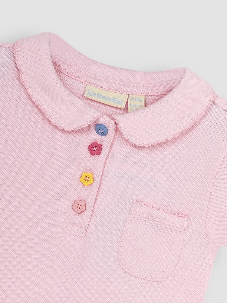 JoJo Maman Bébé Pink Pretty Polo Shirt - Image 2 of 3
