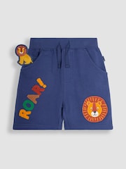JoJo Maman Bébé Indigo Blue Lion Appliqué Pet in Pocket Shorts - Image 1 of 5