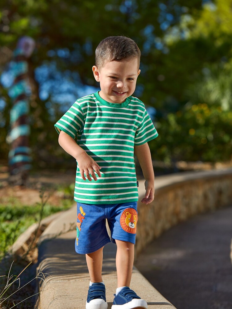 JoJo Maman Bébé Indigo Blue Lion Appliqué Pet in Pocket Shorts - Image 1 of 5 JoJo Maman Bébé Indigo Blue Lion Appliqué Pet in Pocket Shorts - Image 1 of 5