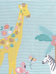 JoJo Maman Bébé Duck Egg Blue Safari Animals Appliqué T-Shirt - Image 4 of 4