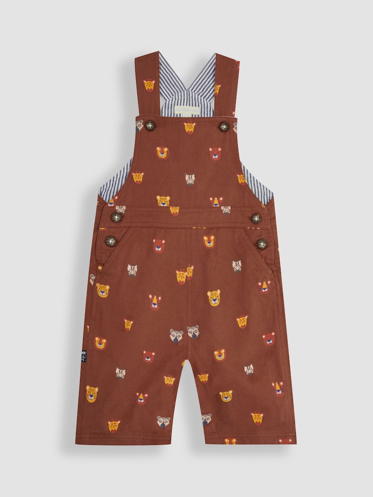 JoJo Maman Bébé Brown Safari Animals Printed Dungarees - Image 1 of 2