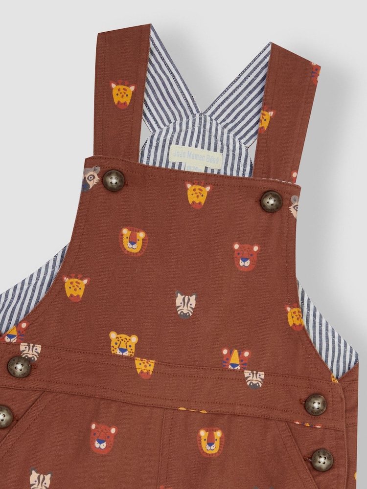 JoJo Maman Bébé Brown Safari Animals Printed Dungarees - Image 2 of 2