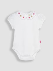 JoJo Maman Bébé White Bee Embroidered Collar Bodysuit - Image 1 of 3