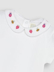 JoJo Maman Bébé White Bee Embroidered Collar Bodysuit - Image 2 of 3