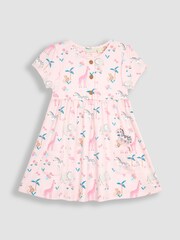 JoJo Maman Bébé Pink Safari Animals Button Front Jersey Dress - Image 1 of 4