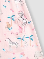 JoJo Maman Bébé Pink Safari Animals Button Front Jersey Dress - Image 4 of 4