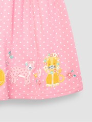 JoJo Maman Bébé Pink Lion & Tiger Spot Appliqué Button Front Jersey Dress - Image 3 of 3