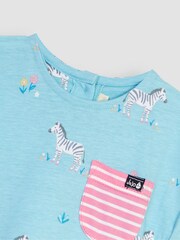JoJo Maman Bébé Duck Egg Blue Zebra Drop Shoulder Jersey Dress - Image 2 of 3