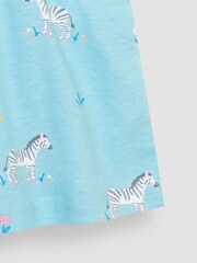 JoJo Maman Bébé Duck Egg Blue Zebra Drop Shoulder Jersey Dress - Image 3 of 3