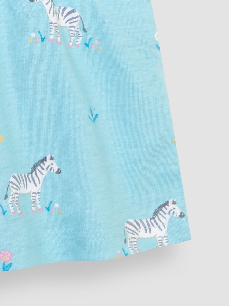 JoJo Maman Bébé Duck Egg Blue Zebra Drop Shoulder Jersey Dress - Image 3 of 3
