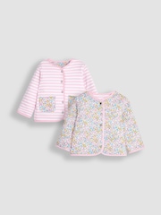 JoJo Maman Bébé Pink Jungle Floral Quilted Reversible Jacket - Image 1 of 5
