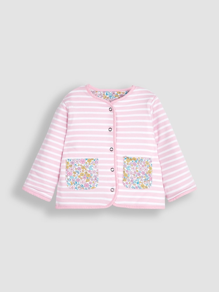 JoJo Maman Bébé Pink Jungle Floral Quilted Reversible Jacket - Image 2 of 5