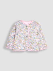 JoJo Maman Bébé Pink Jungle Floral Quilted Reversible Jacket - Image 3 of 5