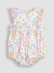 Jojo Maman Bébé Bubble Strampler mit Sonnenblume aus Baumwolle und Leinen​​​​​​​ - Bild 1 von 3