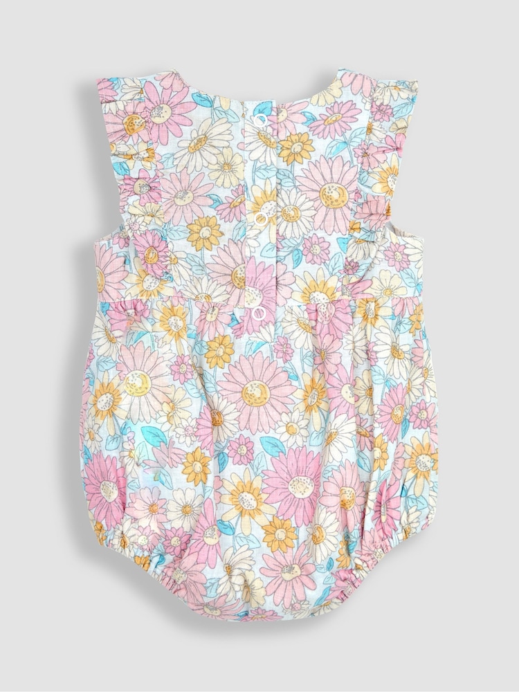 Jojo Maman Bébé Bubble Strampler mit Sonnenblume aus Baumwolle und Leinen​​​​​​​ - Bild 2 von 3