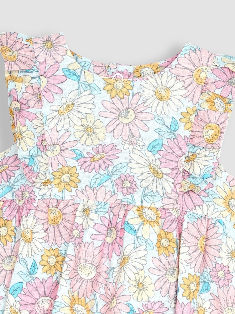 Jojo Maman Bébé Bubble Strampler mit Sonnenblume aus Baumwolle und Leinen​​​​​​​ - Bild 3 von 3