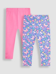 JoJo Maman Bébé Periwinkle Purple Butterfly Floral & Pink 2-Pack Leggings - Image 1 of 5