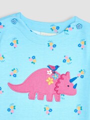 JoJo Maman Bébé Duck Egg Blue Dino Appliqué T-Shirt - Image 2 of 3