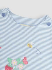 JoJo Maman Bébé Blue Strawberry Appliqué T-Shirt - Image 2 of 3