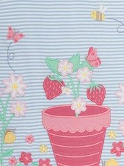 JoJo Maman Bébé Blue Strawberry Appliqué T-Shirt - Image 3 of 3
