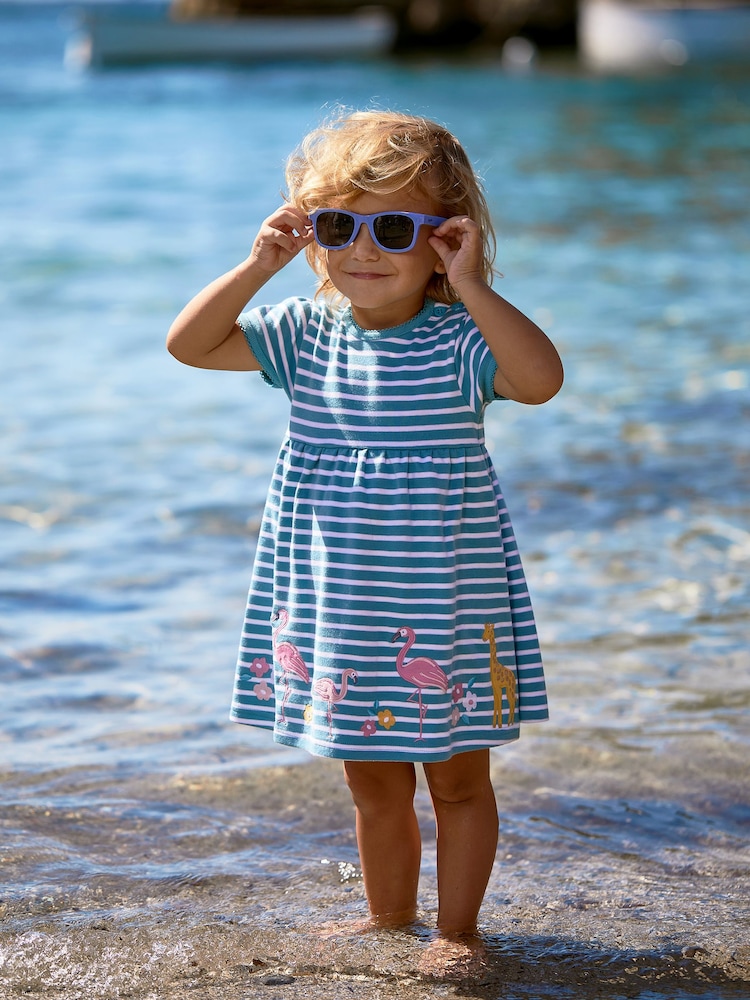 JoJo Maman Bébé Duck Egg Blue Safari Animals Appliqué Hem Jersey Dress - Image 1 of 4 JoJo Maman Bébé Duck Egg Blue Safari Animals Appliqué Hem Jersey Dress - Image 1 of 4