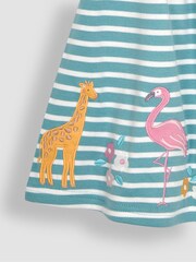JoJo Maman Bébé Duck Egg Blue Safari Animals Appliqué Hem Jersey Dress - Image 4 of 4