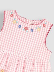 JoJo Maman Bébé Pink Jungle Appliqué Gingham Summer Dress - Image 2 of 4