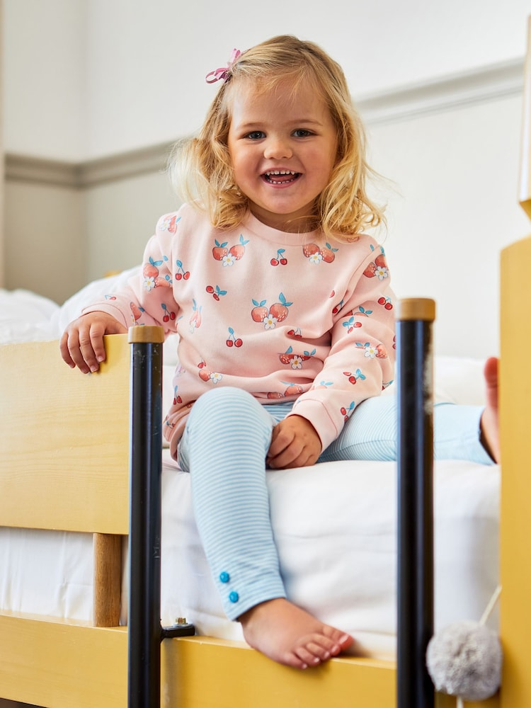 JoJo Maman Bébé Coral Pink Peach & Cherry Print Jersey Sweatshirt - Image 1 of 3 JoJo Maman Bébé Coral Pink Peach & Cherry Print Jersey Sweatshirt - Image 1 of 3